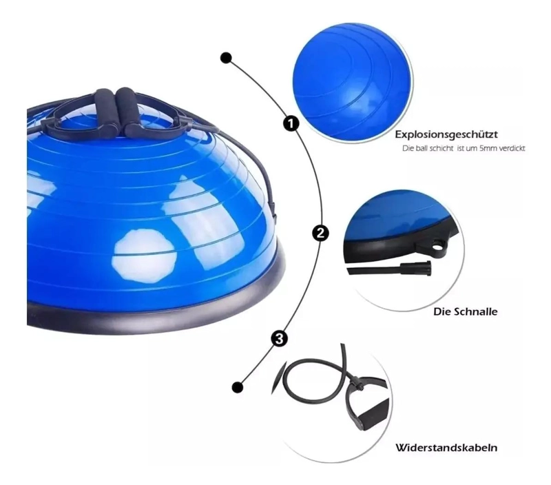 PELOTA DE YOGA SEMIESFERA DE RESISTENCIA 64 CM PARA EJERCICIOS - 2