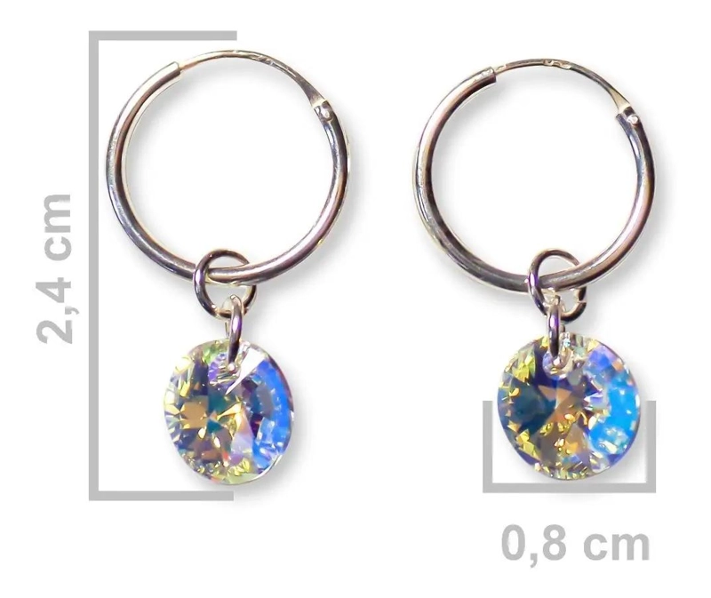 AROS ARGOLLA CON CRISTAL AUSTRIACO EFECTO AURORE BOREALE EN PLATA FINA 925 - 1