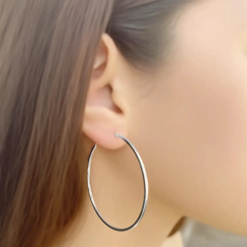 AROS ARGOLLA TUBO CUADRADO EN PLATA FINA 925 DE DISEÑO ELEGANTE - 2