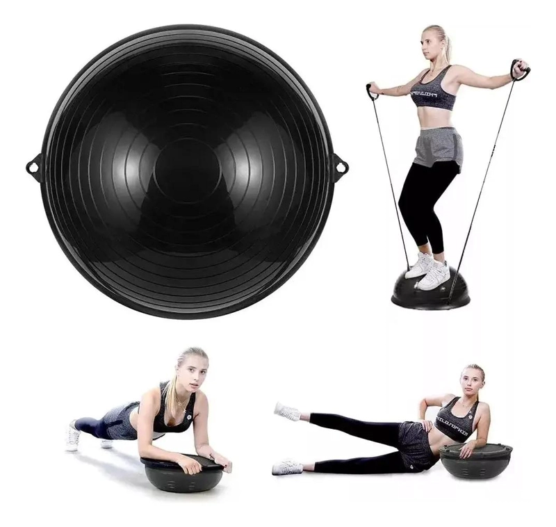 PELOTA BOSU MEDIO BALON CON MANILLAS PARA YOGA Y PILATES - 4