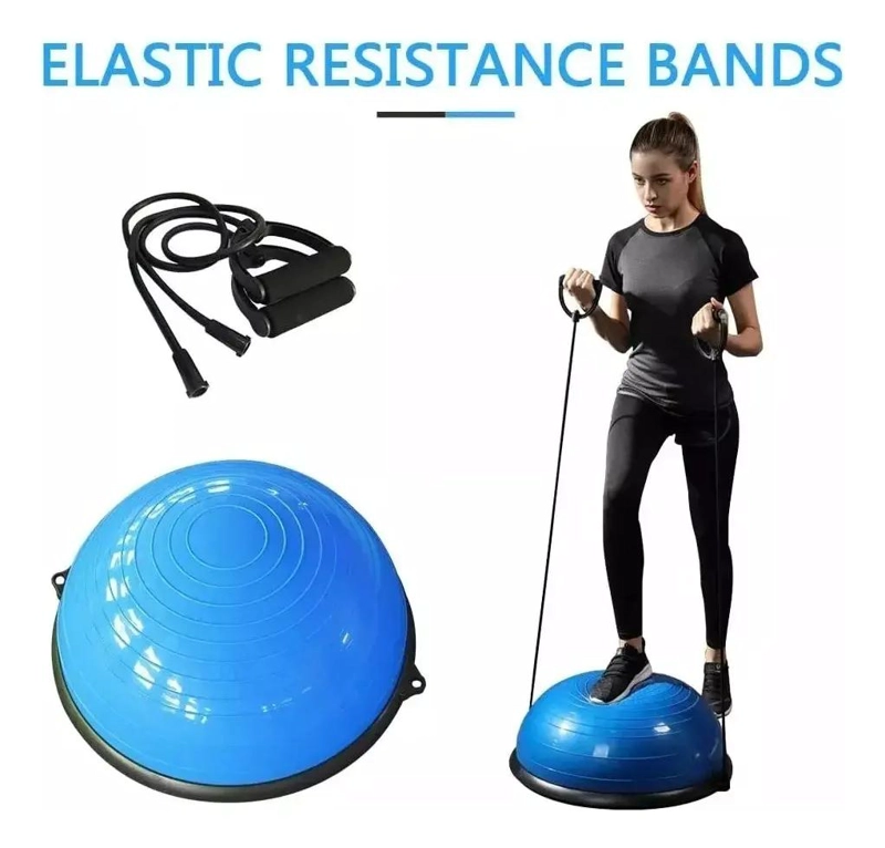 PELOTA BOSU MEDIO BALON CON MANILLAS PARA YOGA Y PILATES - 5