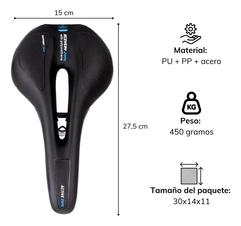 ASIENTO PARA BICICLETA MTB ESTRECHO IMPERMEABLE 27,5X15 CM - 1