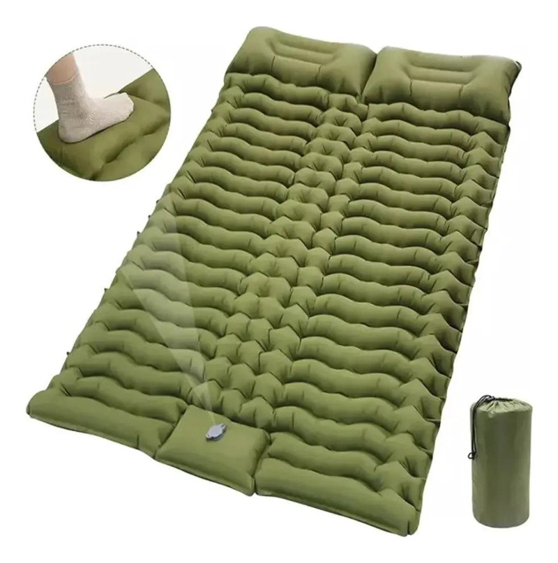 COLCHONETA INFLABLE DOBLE PARA ACAMPAR CON DISEÑO ERGONOMICO - 1