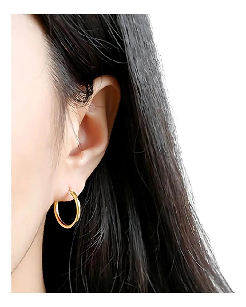 AROS ARGOLLAS DE PLATA BAÑADAS EN ORO DE 18K DE 20 MM - 2