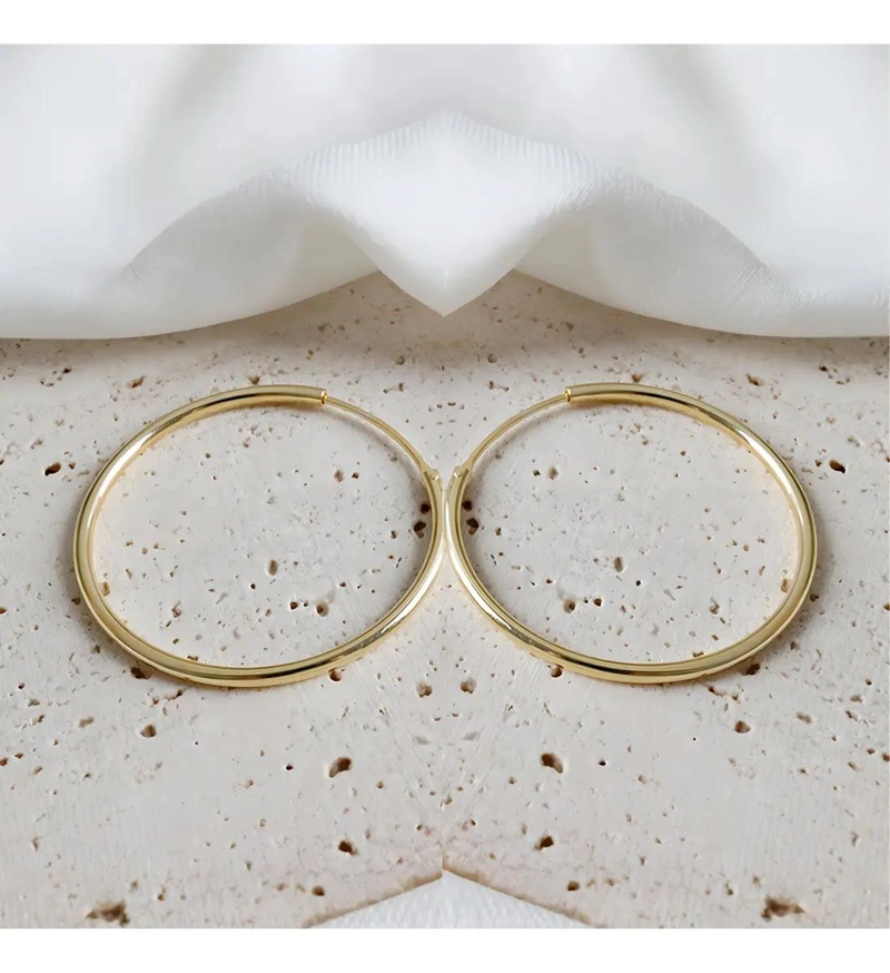 AROS ARGOLLAS DE PLATA BAÑADAS EN ORO DE 18K DE 20 MM - 3