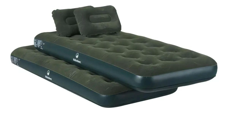 SET DE 2 COLCHONES INFLABLES RESISTENTES COLOR VERDE PARA HASTA 227 KG - 3