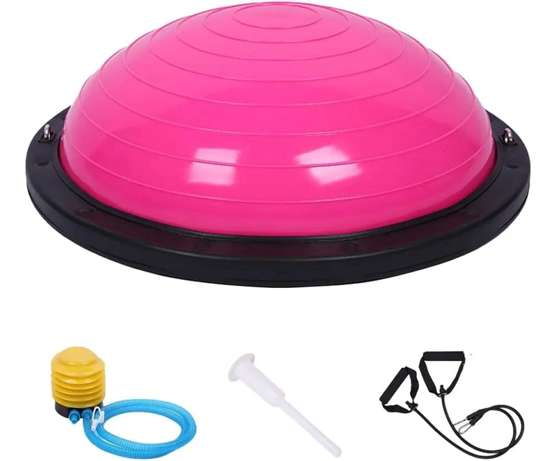 BALON BOSU DE 46 CM CON MANILLAS E INFLADOR PARA YOGA Y GIMNASIO - 1