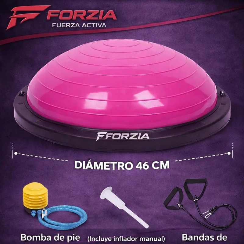 BALON BOSU DE 46 CM CON MANILLAS E INFLADOR PARA YOGA Y GIMNASIO - 2
