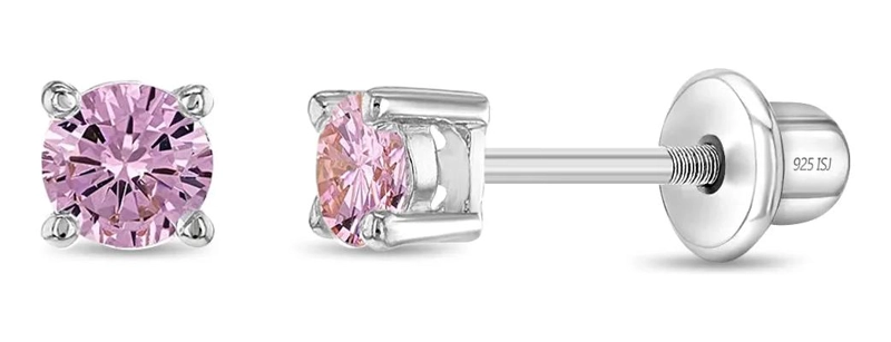 AROS SOLITARIO REDONDO CON CIRCON Y DISEÑO DE CUATRO PUNTAS EN PLATA 925 - 1