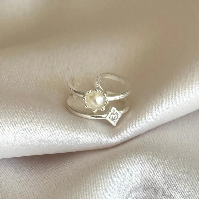 ARO EAR CUFF CON PERLAS EN PLATA 925 DE PRESION - 1