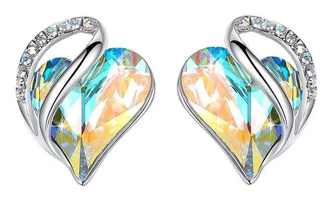 AROS PENDIENTES CON DISEÑO DE CORAZON INFINITO Y CRISTAL EN PLATA S925 - 1