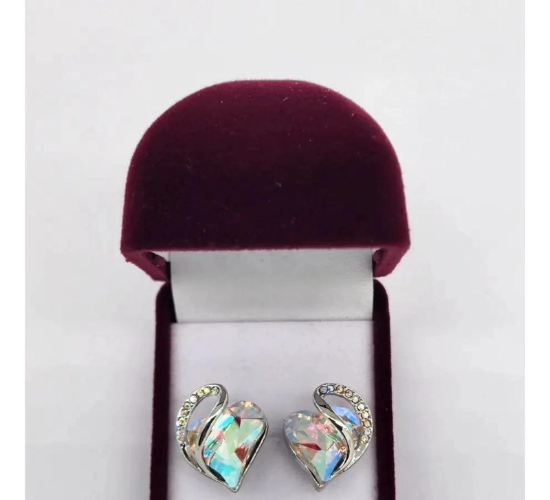 AROS PENDIENTES CON DISEÑO DE CORAZON INFINITO Y CRISTAL EN PLATA S925 - 3