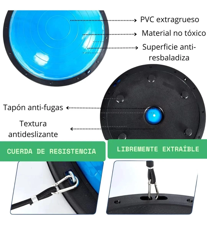 BOSU BALL 46 CM PARA EQUILIBRIO Y ENTRENAMIENTO FUNCIONAL EN AZUL - 5