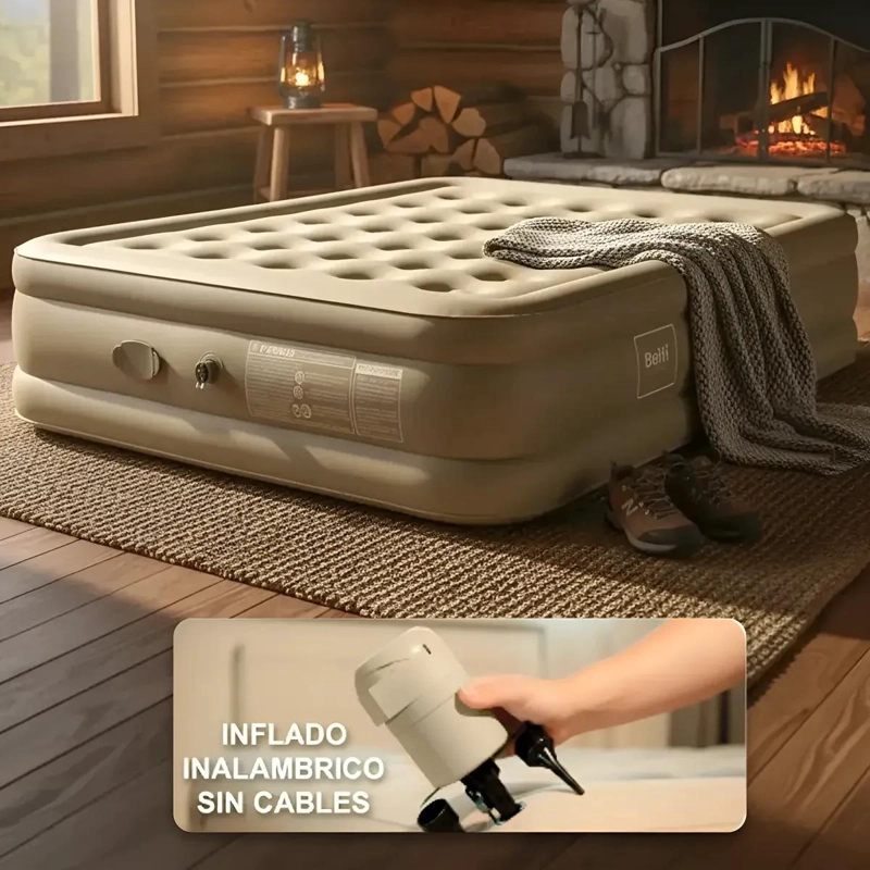 COLCHON INFLABLE ELE CTRICO PARA DOS PERSONAS CON BOMBA RECARGABLE - 1