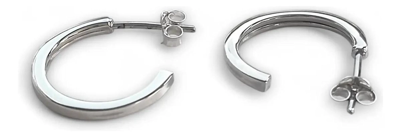 AROS ARGOLLA TUBO CUADRADO 18 MM EN PLATA FINA 925 - 1