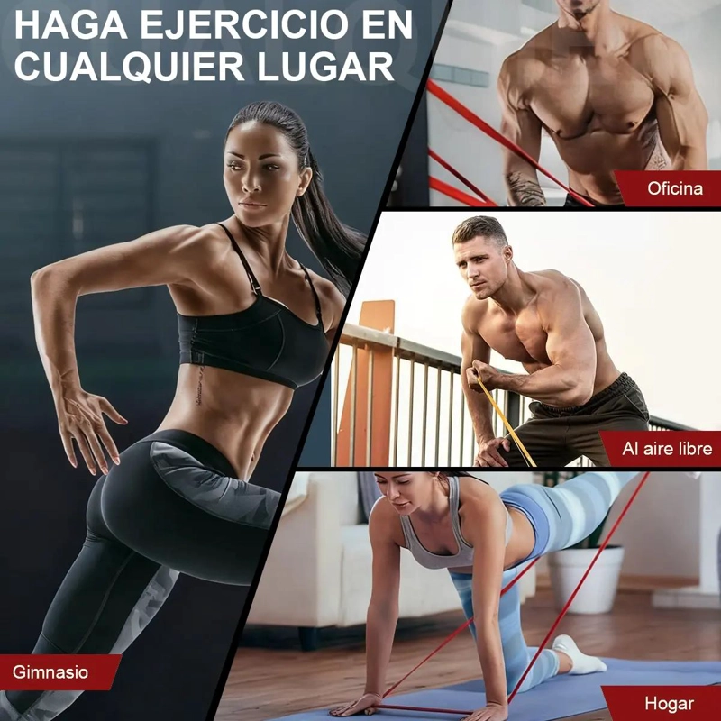 SET DE 5 BANDAS ELASTICAS DE RESISTENCIA CON ACCESORIOS PARA ENTRENAMIENTO - 2