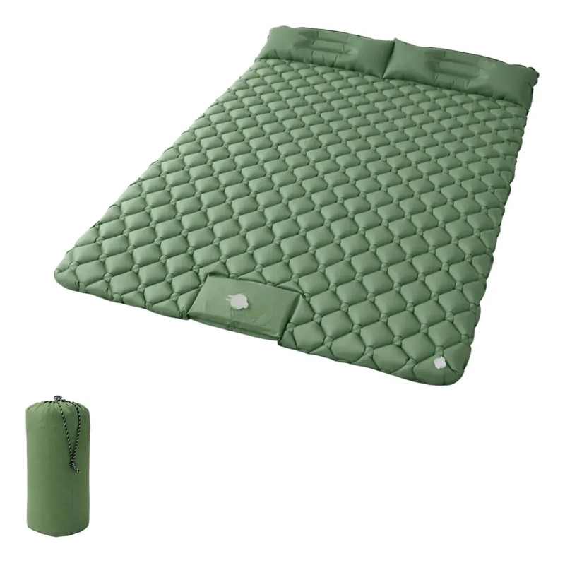 COLCHONETA INFLABLE PARA CAMPING DE 2 PLAZAS CON ALMOHADA INTEGRADA - 1