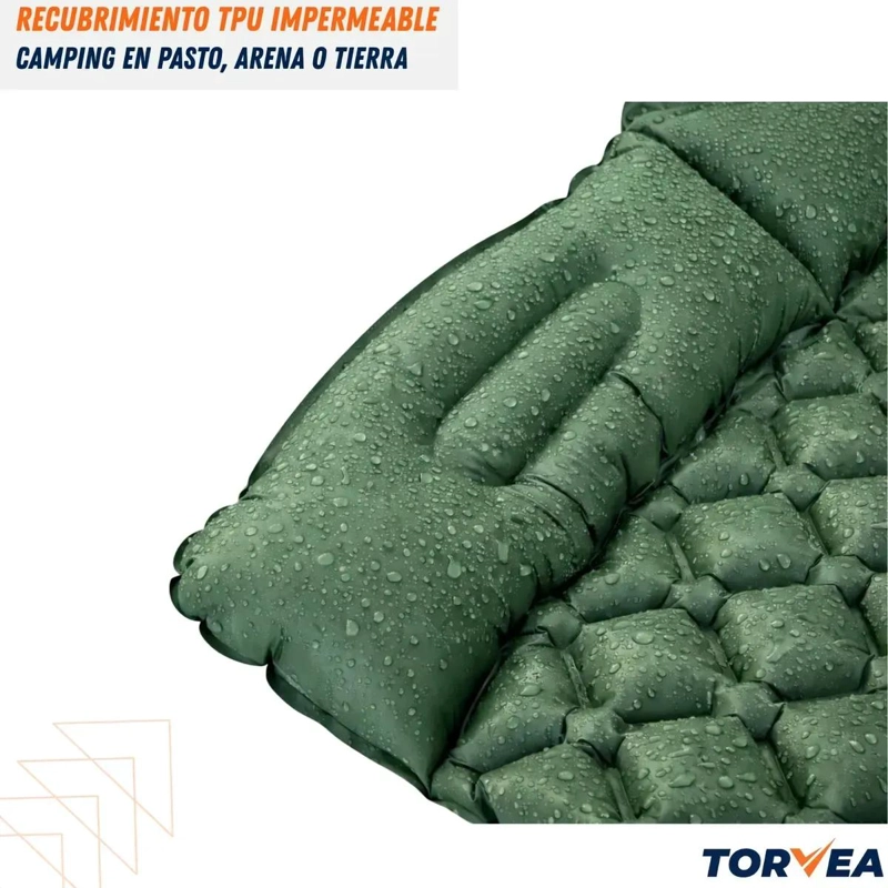 COLCHONETA INFLABLE PARA CAMPING DE 2 PLAZAS CON ALMOHADA INTEGRADA - 2