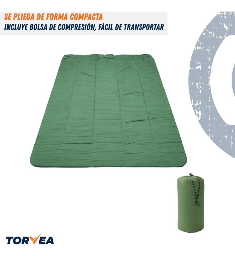 COLCHONETA INFLABLE PARA CAMPING DE 2 PLAZAS CON ALMOHADA INTEGRADA - 3