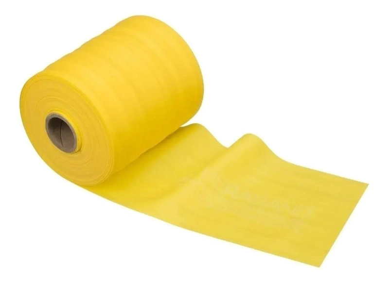 BANDA ELASTICA DE RESISTENCIA BAJA EN ROLLO DE 45 METROS COLOR AMARILLO - 1