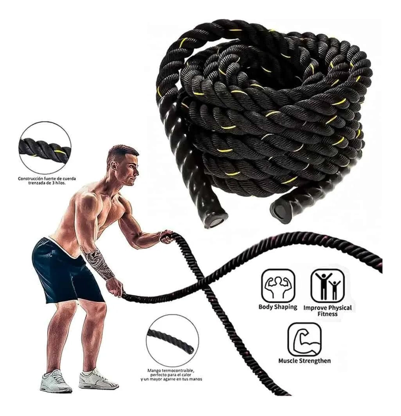 CUERDA DE BATALLA DE 12 METROS PARA ENTRENAMIENTO FUNCIONAL Y RESISTENCIA - 2