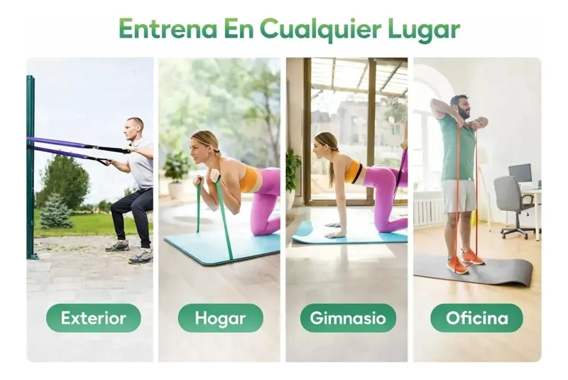 SET DE 5 BANDAS ELASTICAS PARA ENTRENAMIENTO FUNCIONAL Y CALISTENIA - 5