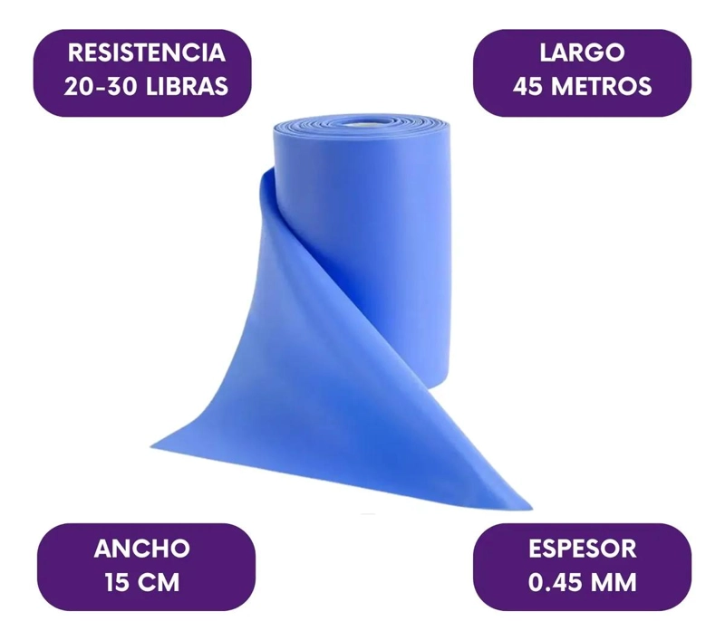 BANDA ELASTICA DE RESISTENCIA ALTA Y MEDIA PARA EJERCICIO EN ROLLO DE 45 METROS - 1