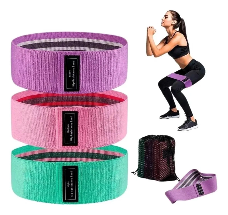 SET DE 6 BANDAS ELASTICAS DE TELA ANTIDESLIZANTES PARA EJERCICIO - 2