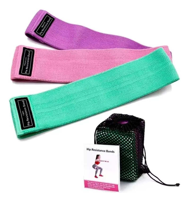 SET DE 6 BANDAS ELASTICAS DE TELA ANTIDESLIZANTES PARA EJERCICIO - 3