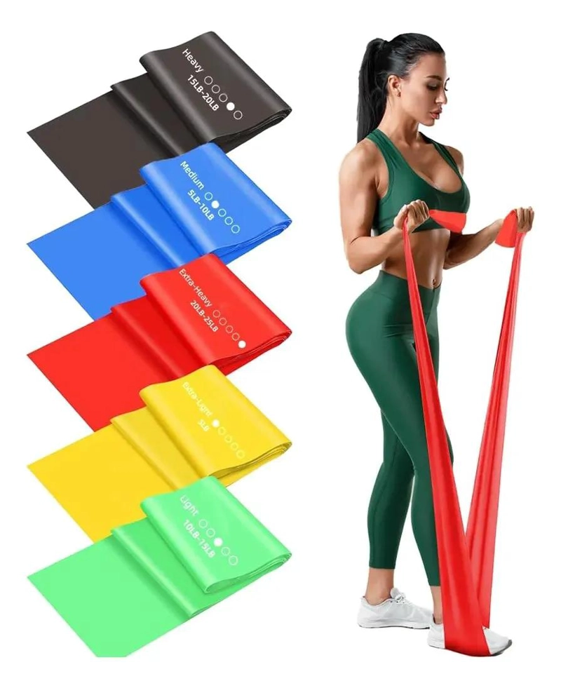 SET DE 5 BANDAS DE RESISTENCIA PARA ENTRENAMIENTO Y EJERCICIO FISICO - 1