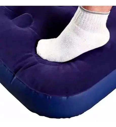 COLCHON INFLABLE INDIVIDUAL CON INFLADOR INCORPORADO COLOR AZUL - 2