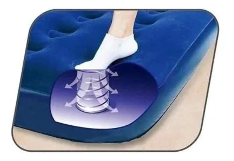 COLCHON INFLABLE INDIVIDUAL CON INFLADOR INCORPORADO COLOR AZUL - 4