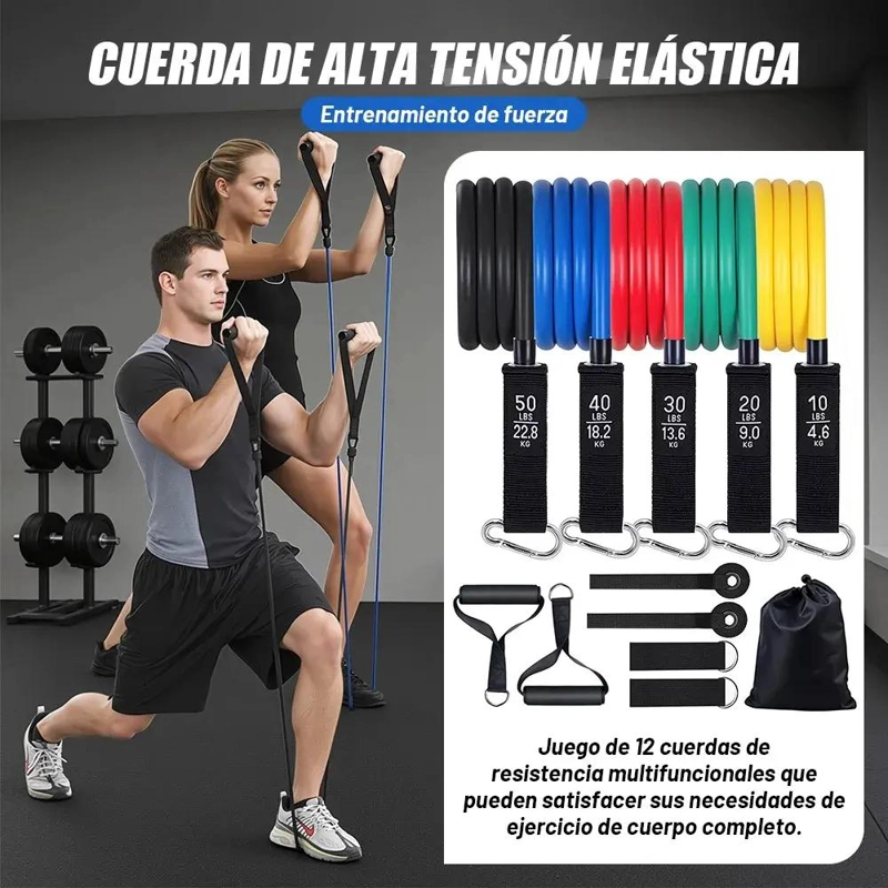 KIT COMPLETO DE BANDAS DE RESISTENCIA CON ACCESORIOS Y ALTA DURABILIDAD - 2