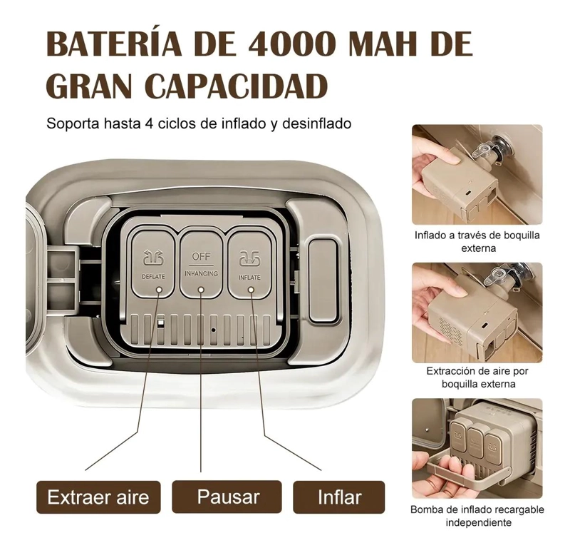COLCHON INFLABLE ELE CTRICO QUEEN PARA DOS PERSONAS CON ALMOHADA INTEGRADA - 4