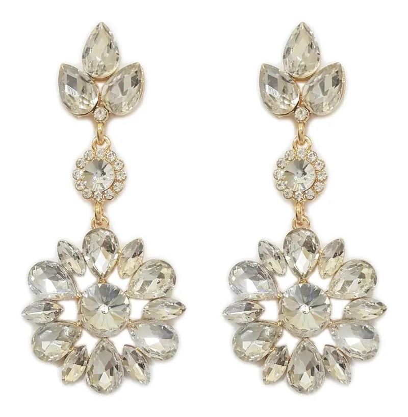 AROS DE FANTASIA CON CRISTALES PARA FIESTA ELEGANTES Y BRILLANTES - 1
