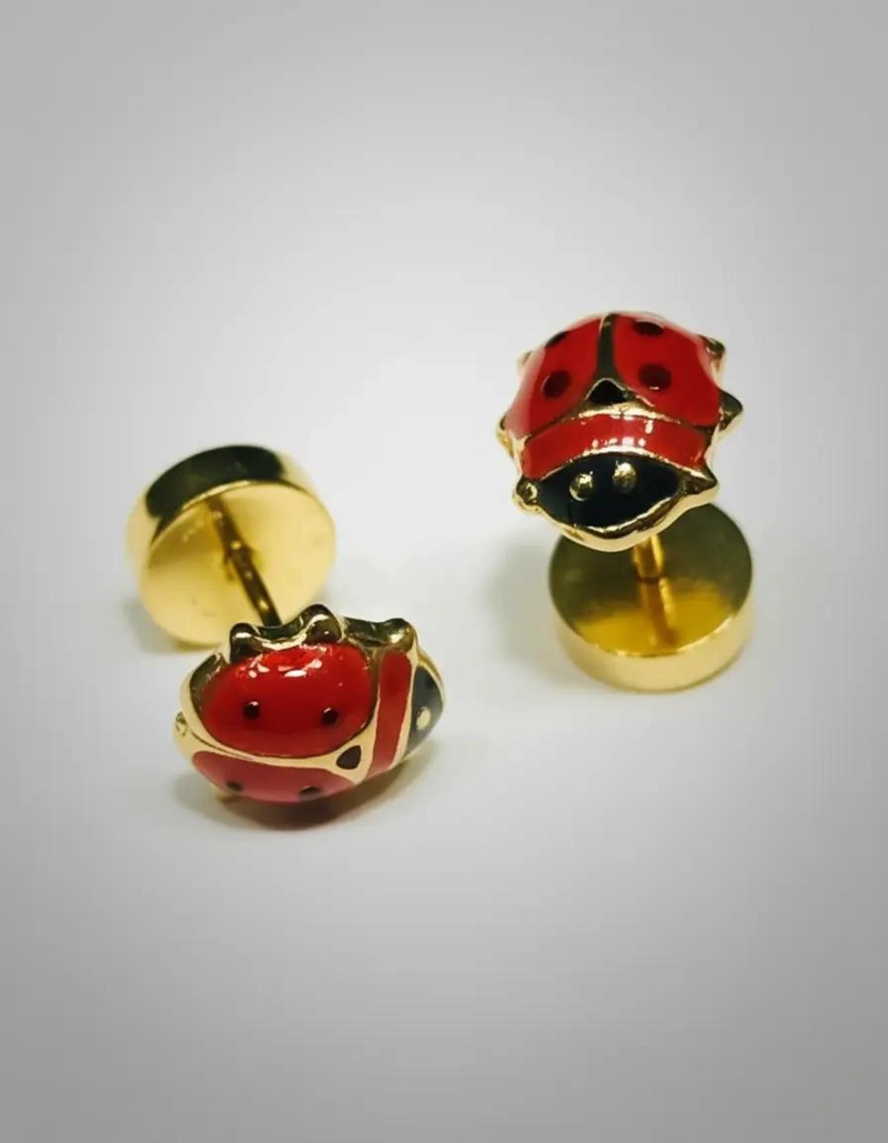 AROS PEQUEÑOS ESMALTADOS CON DISEÑO DELICADO EN ORO - 1