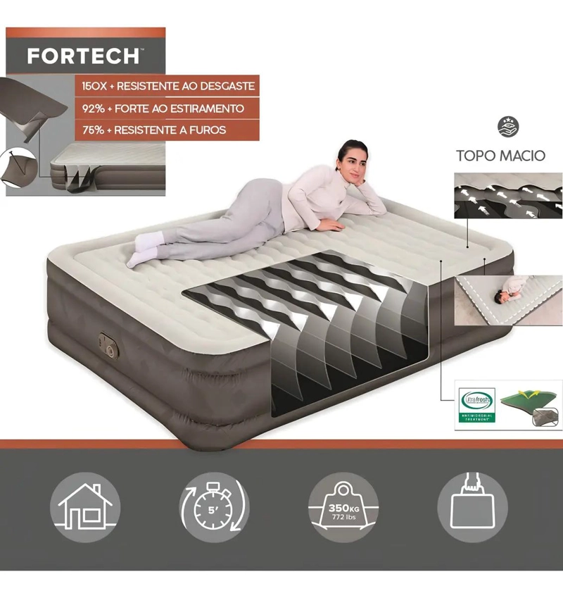 COLCHON INFLABLE ELE CTRICO PARA CAMA DOBLE QUEEN CON BOMBA INTEGRADA - 1