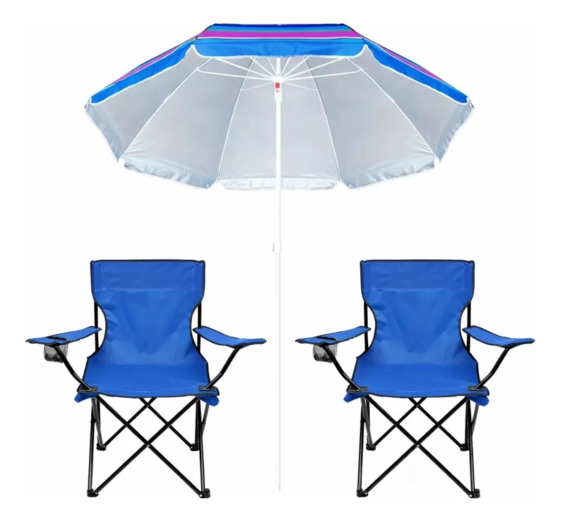 SET DE 2 SILLAS PLEGABLES PARA CAMPING CON QUITASOL PARA PLAYA - 1