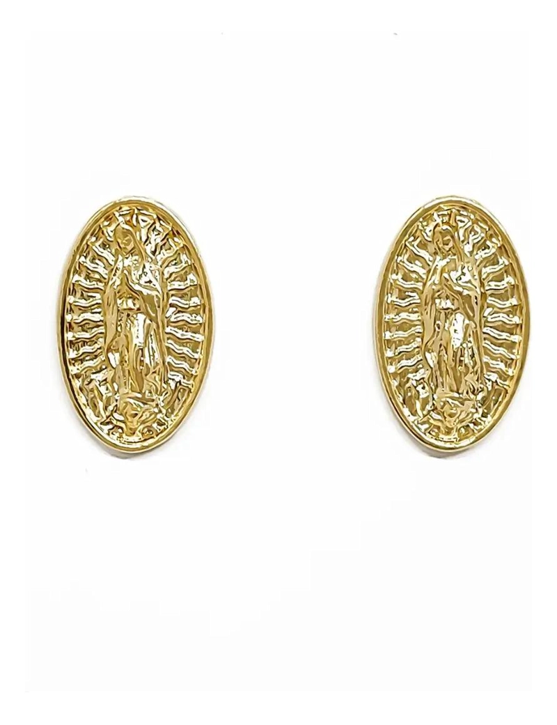 AROS CON MEDALLA DE VIRGEN DE GUADALUPE ENCHAPADOS EN ORO 18K - 1