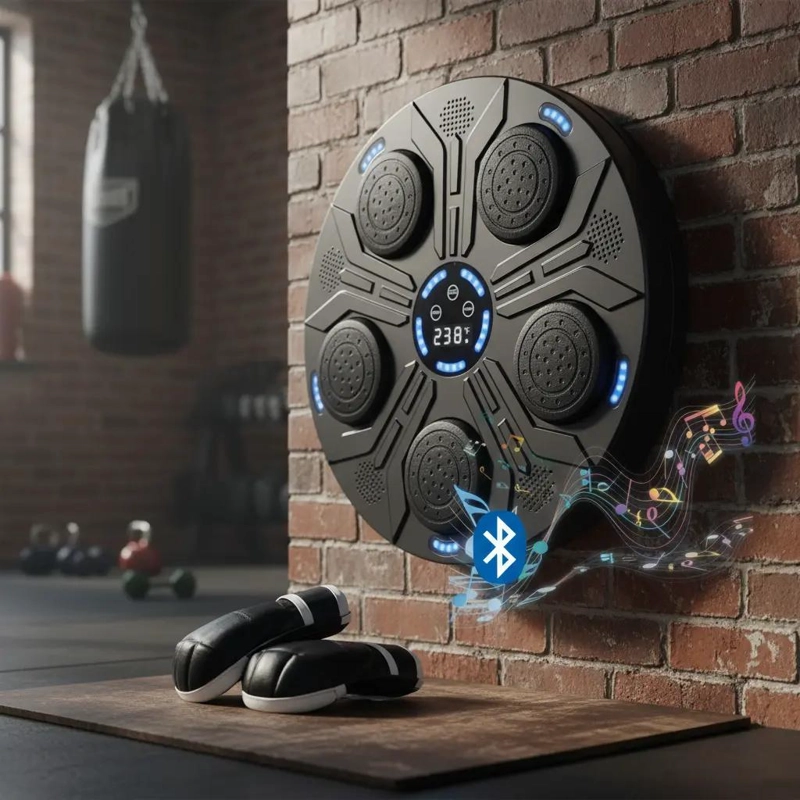 MAQUINA DE BOXEO CON LUCES Y GUANTES CON CIERRE DE VELCRO - 1