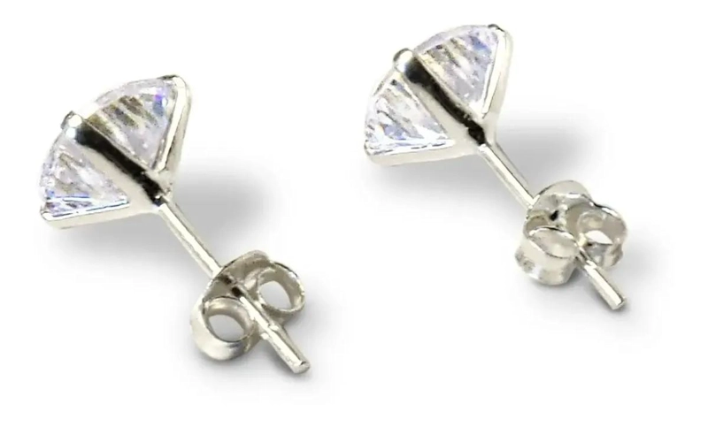 AROS REDONDOS CON CIRCON BLANCO DE 8MM EN PLATA FINA 925 - 2