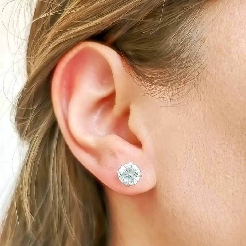 AROS REDONDOS CON CIRCON BLANCO DE 8MM EN PLATA FINA 925 - 4