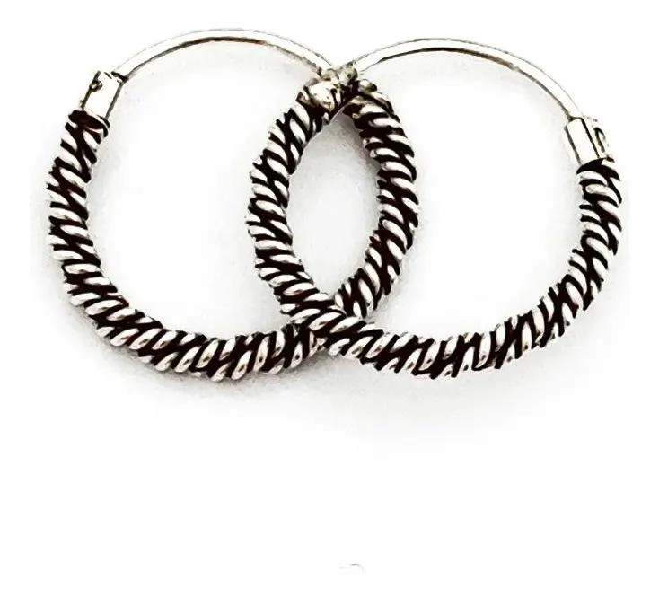 AROS ARGOLLAS TORCIDAS DE PLATA FINA 925 CON DIAMETRO DE 14 MM - 1
