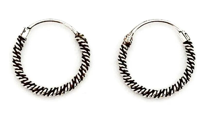 AROS ARGOLLAS TORCIDAS DE PLATA FINA 925 CON DIAMETRO DE 14 MM - 2