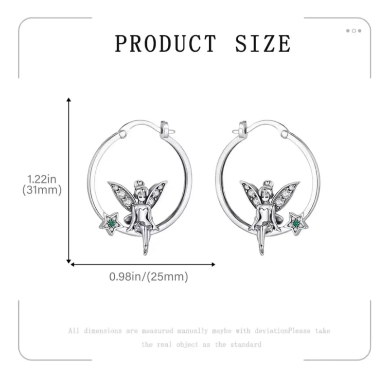 AROS ARGOLLA CON DISEÑO HADA EN PLATA LEY 925 DE ALTA CALIDAD - 4
