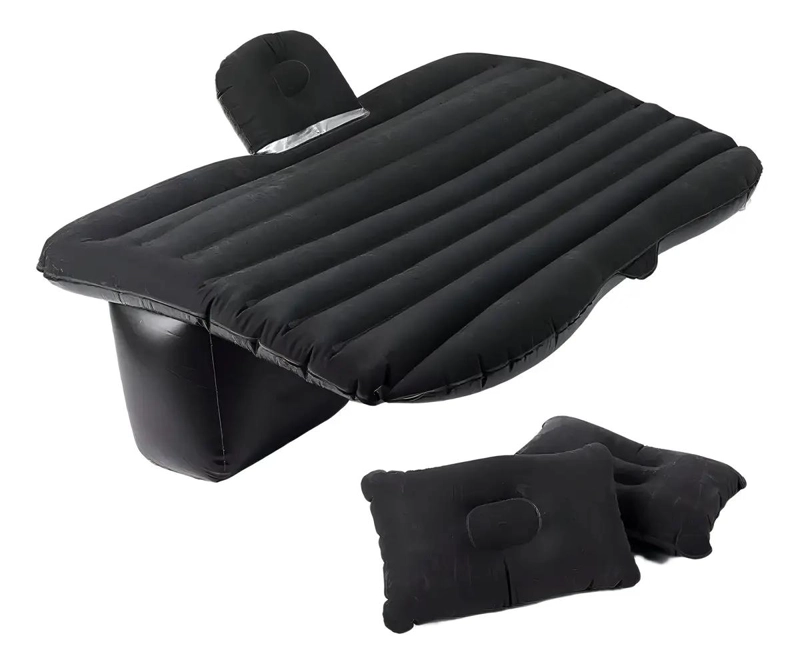 COLCHON INFLABLE PARA AUTO CON COMPRESOR Y 2 ALMOHADAS COLOR NEGRO - 1