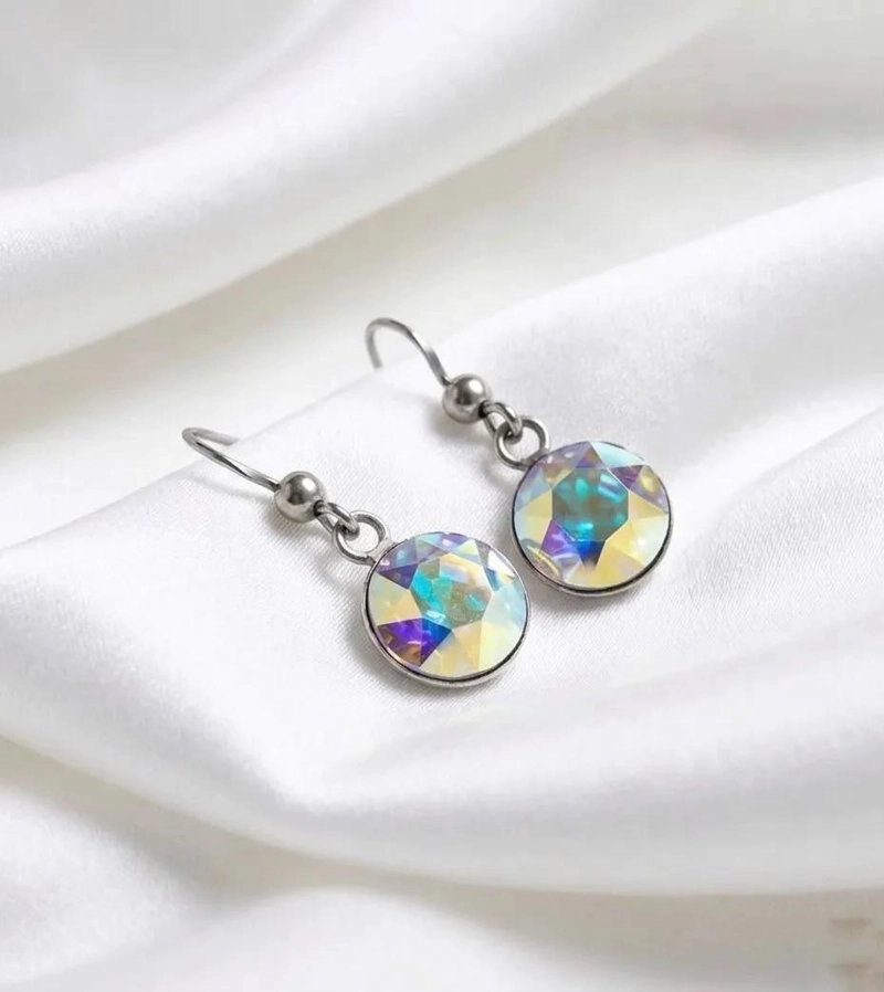 AROS DE PLATA 925 CON CRISTAL SWAROVSKI PARA MUJER ELEGANTE - 1