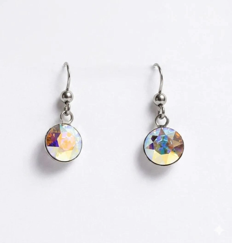 AROS DE PLATA 925 CON CRISTAL SWAROVSKI PARA MUJER ELEGANTE - 2