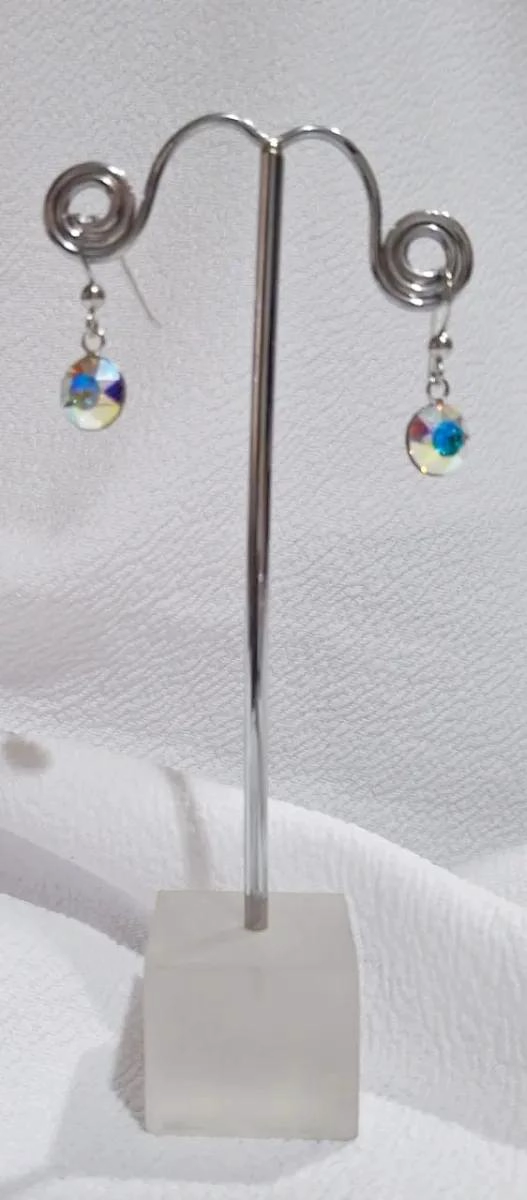 AROS DE PLATA 925 CON CRISTAL SWAROVSKI PARA MUJER ELEGANTE - 3