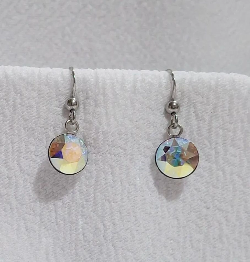 AROS DE PLATA 925 CON CRISTAL SWAROVSKI PARA MUJER ELEGANTE - 4